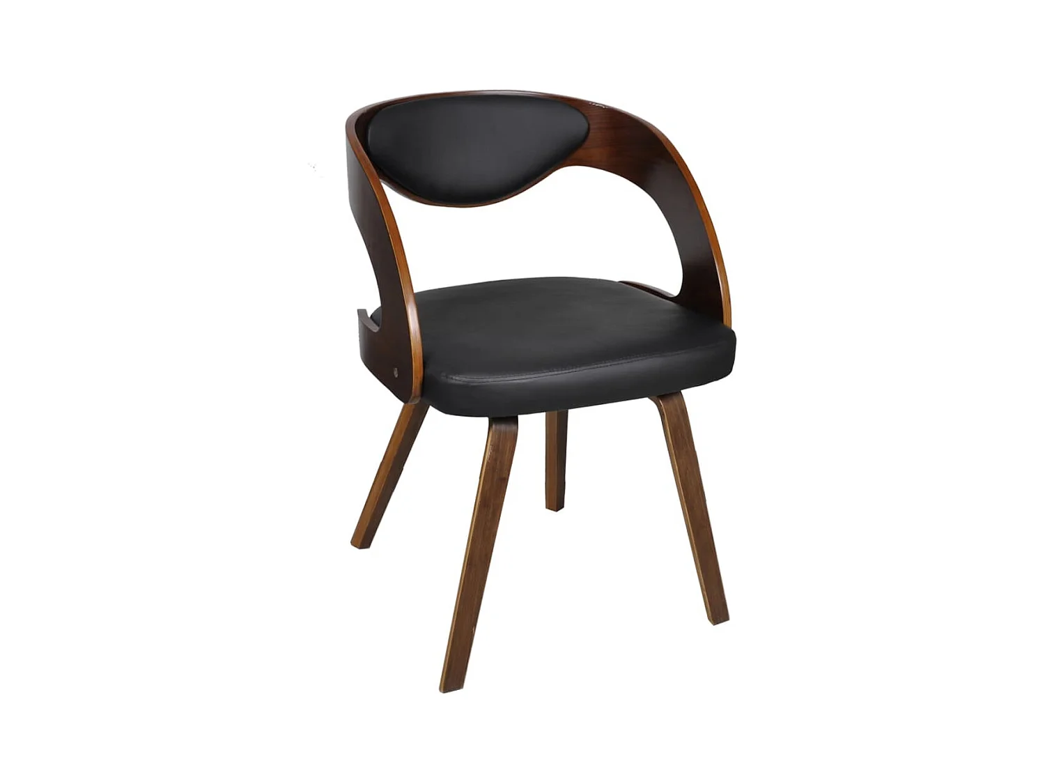 Set di 4 sedie da pranzo in legno curvato marrone e similpelle