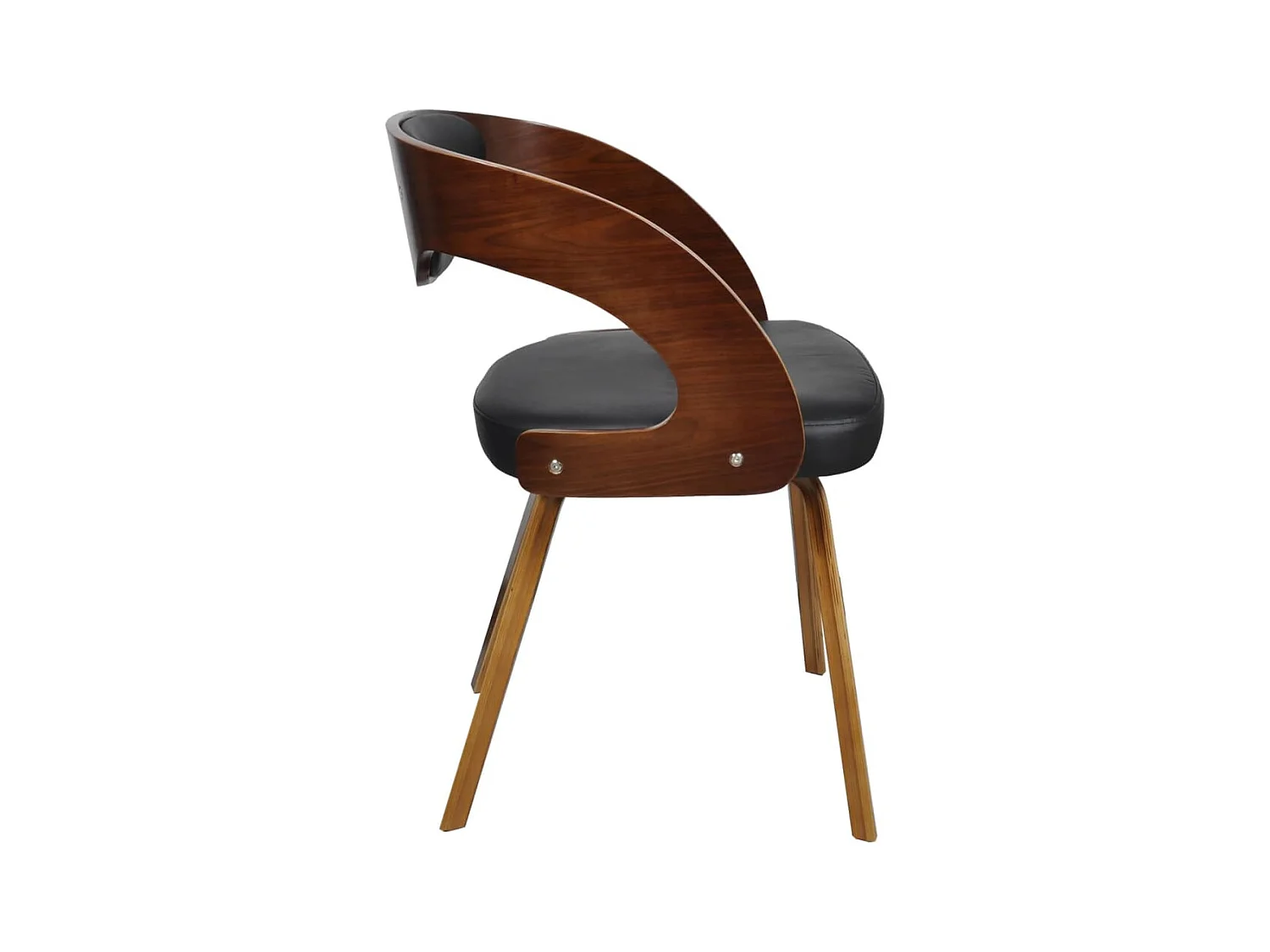 Set di 4 sedie da pranzo in legno curvato marrone e similpelle