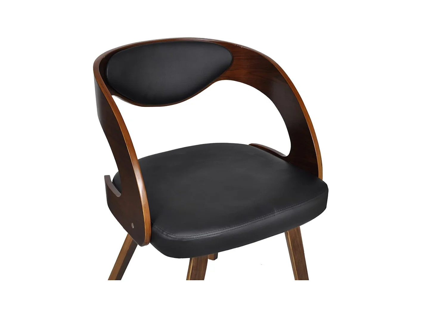 Set di 4 sedie da pranzo in legno curvato marrone e similpelle