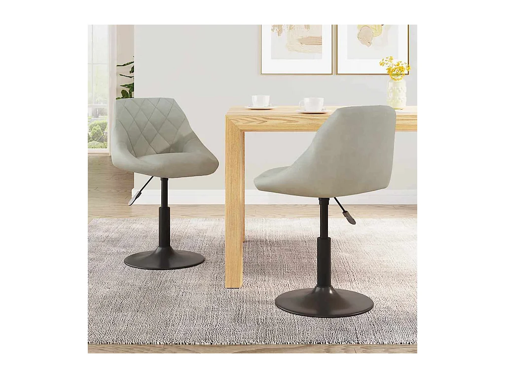Juego de 2 sillas de comedor giratorias de terciopelo gris claro