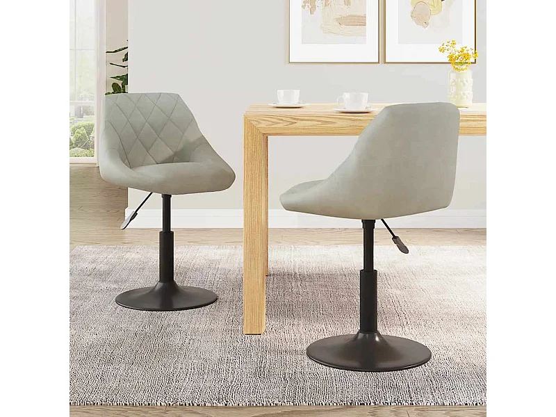 Chaises pivotantes à manger lot de 2 Gris clair Velours