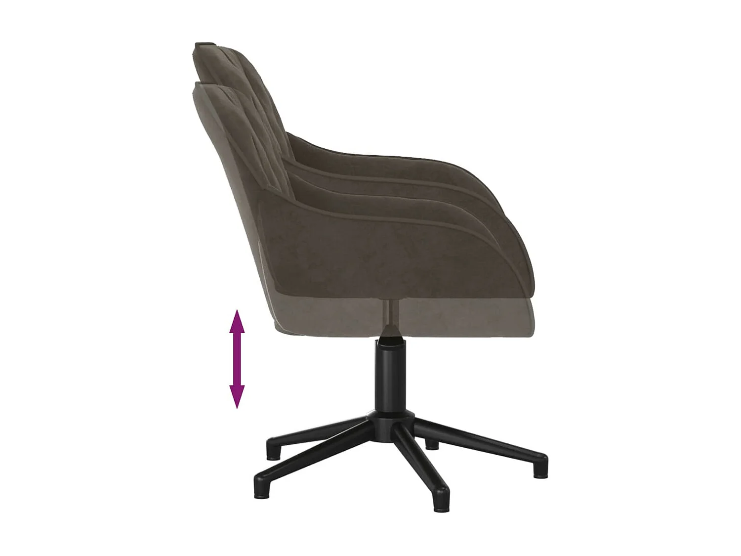 Chaises pivotantes à manger lot de 2 Gris foncé Velours