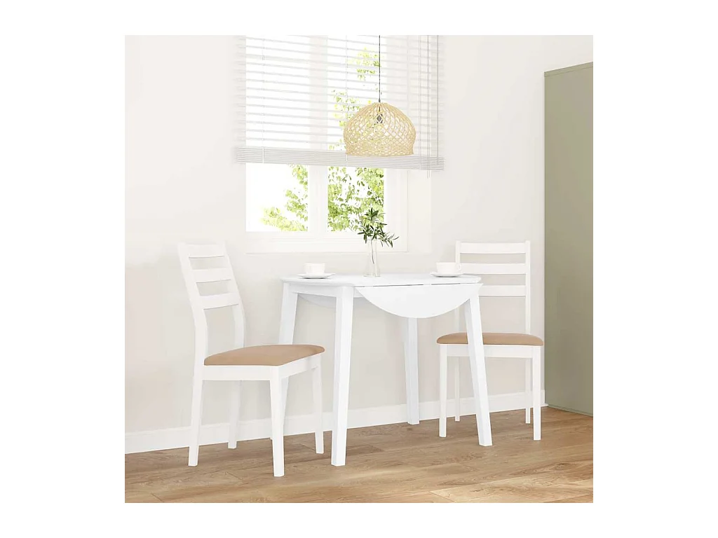 Chaises à manger coussins 2 pcs blanc bois massif caoutchouc