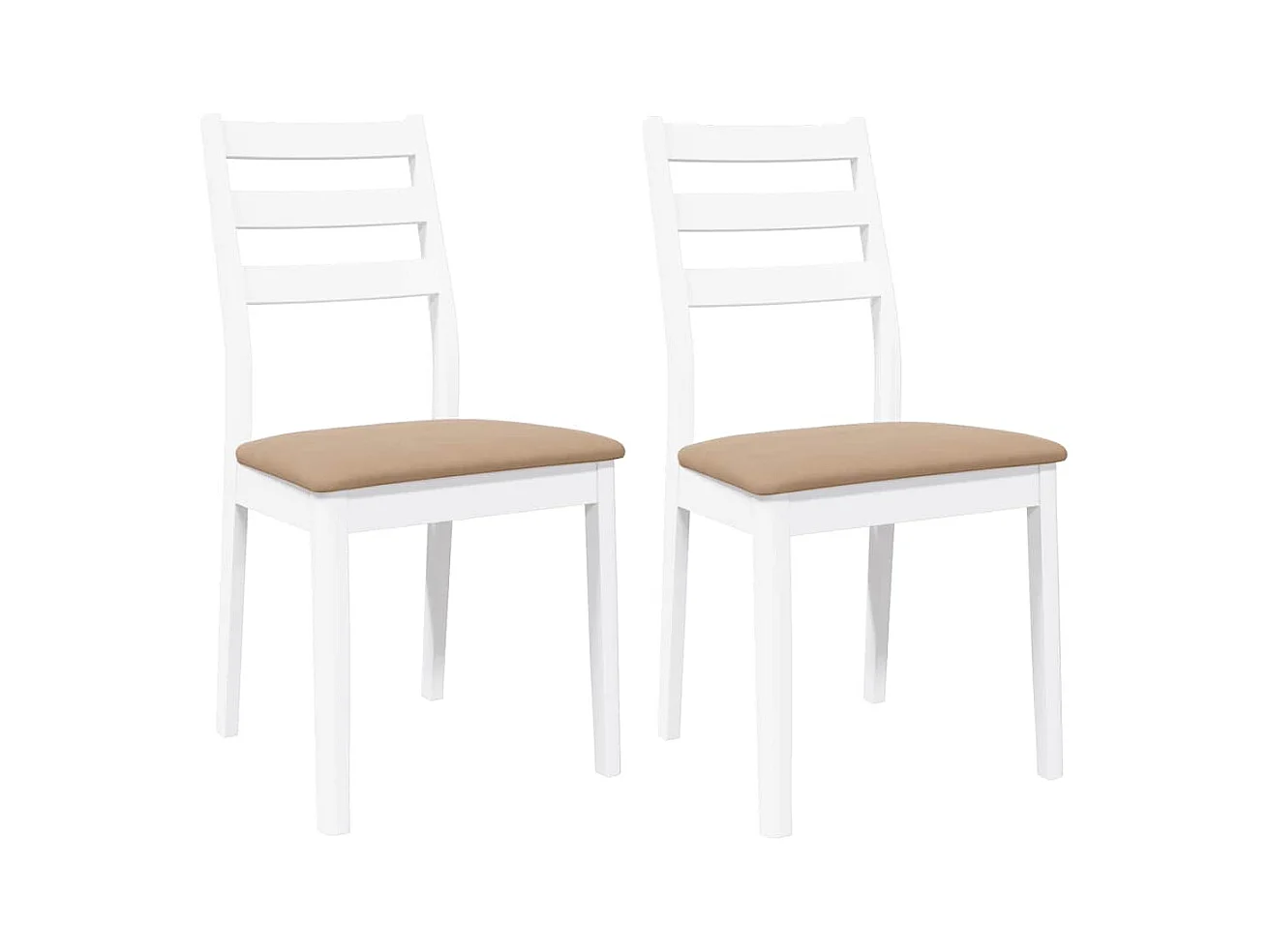 Chaises à manger coussins 2 pcs blanc bois massif caoutchouc