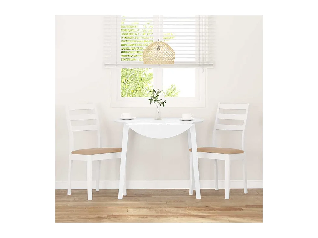 Chaises à manger coussins 2 pcs blanc bois massif caoutchouc