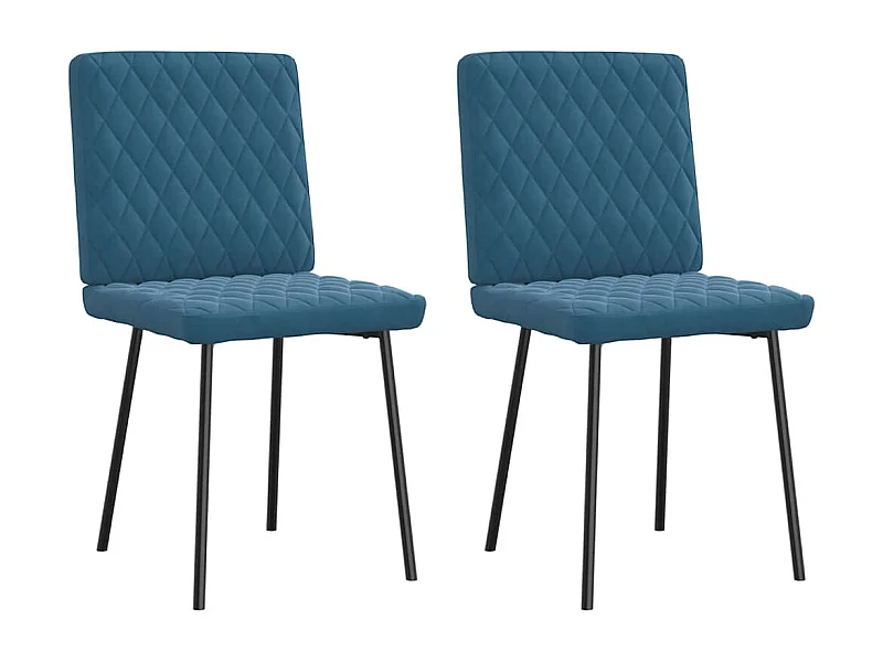 Chaises à manger lot de 2 Bleu Velours