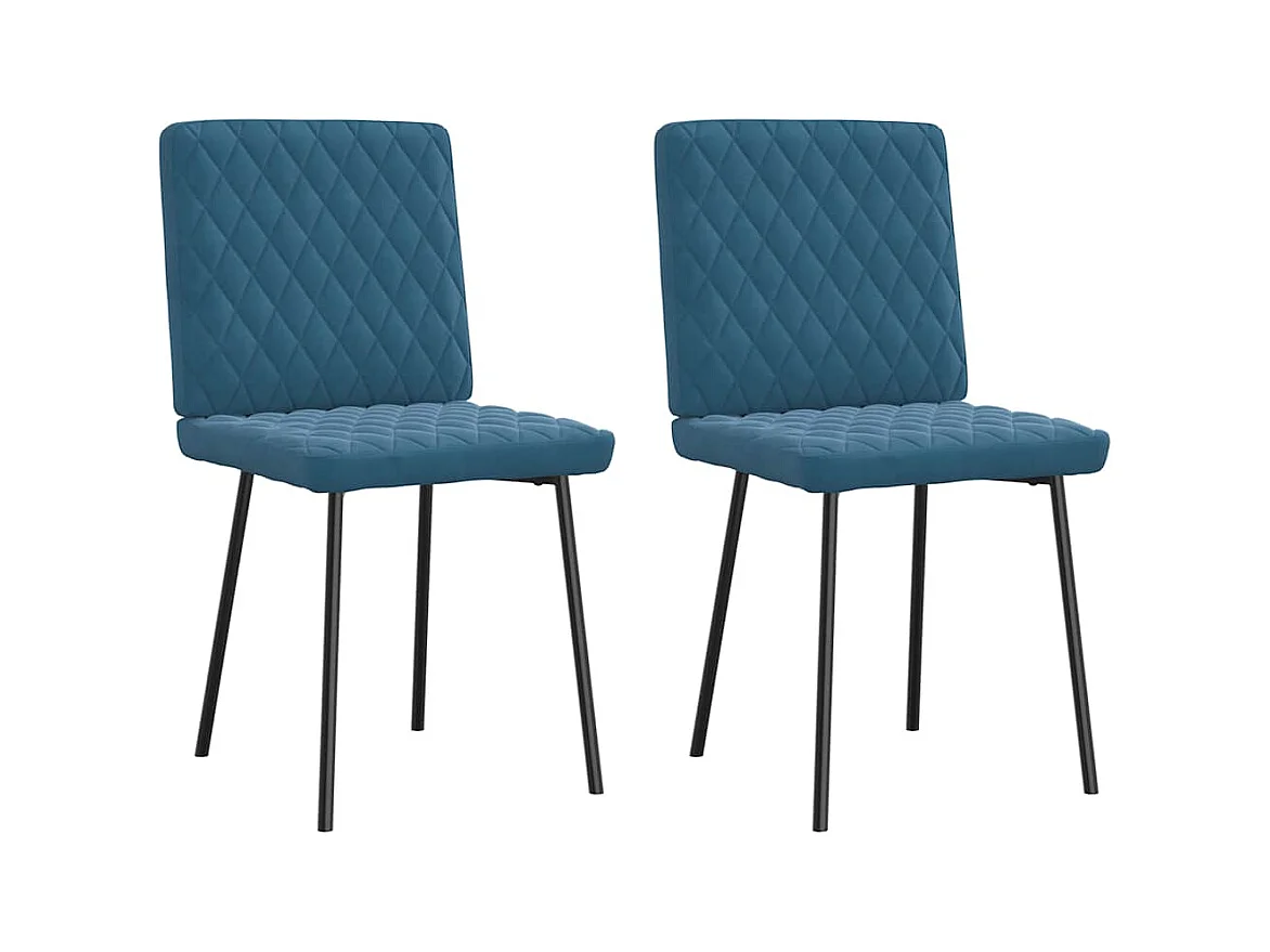 Chaises à manger lot de 2 Bleu Velours