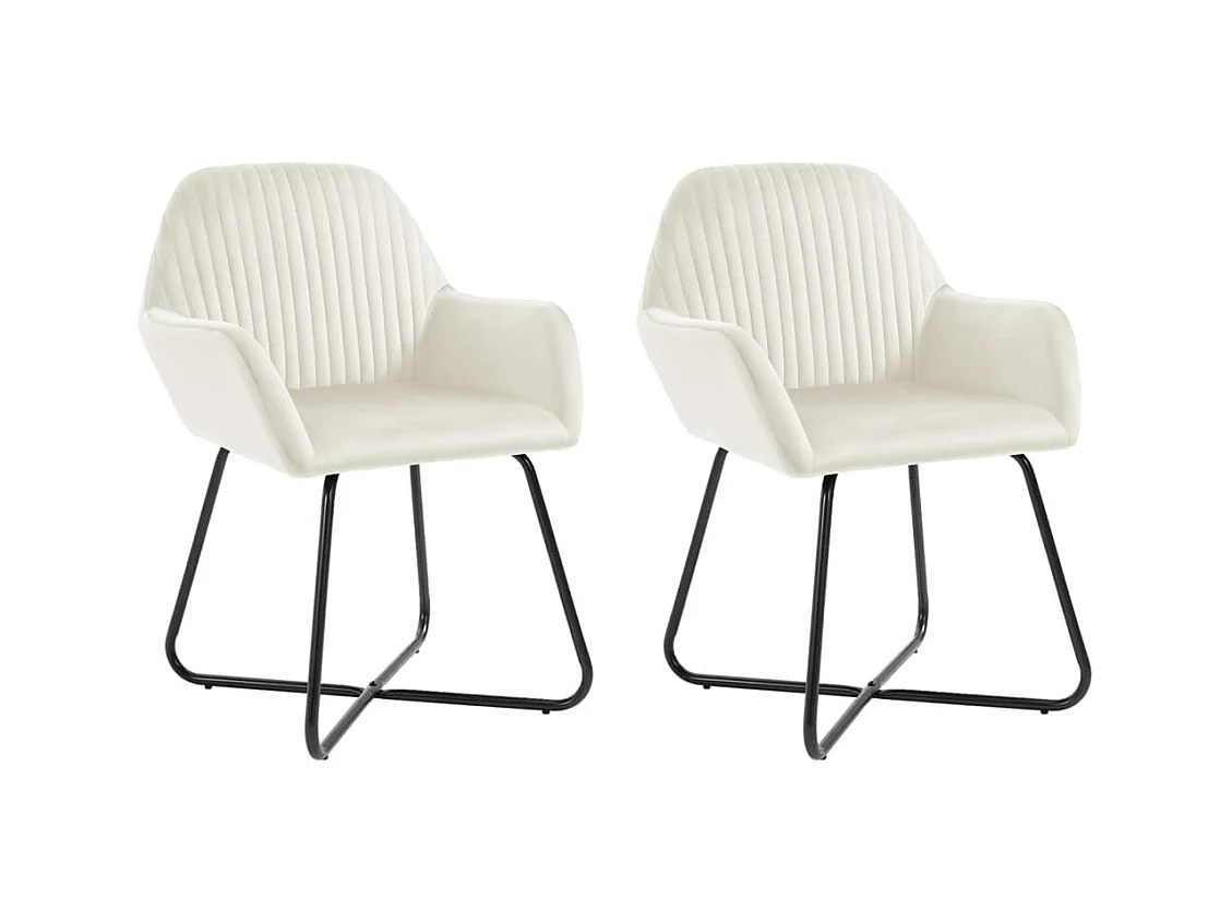 Chaises à manger lot de 2 Crème Velours