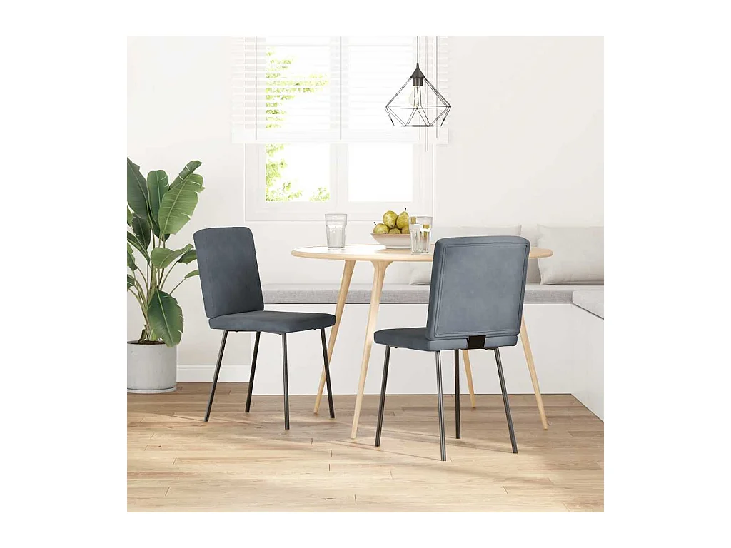 Eetkamerstoelen set van 2 Donkergrijs Fluweel