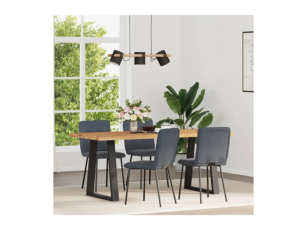 Chaises à manger lot de 4 Gris foncé Velours