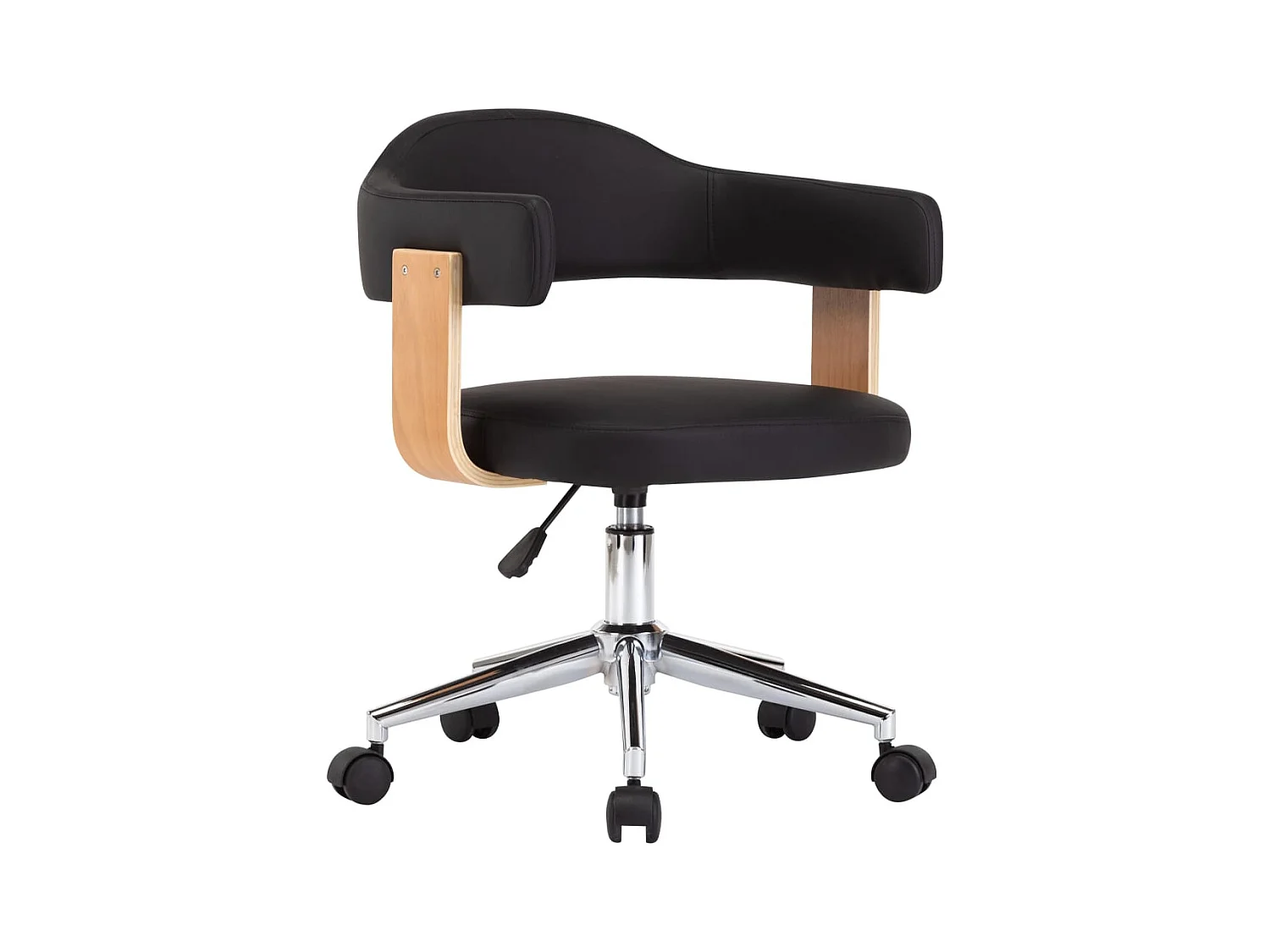 Chaise pivotante à manger Noir Bois courbé et similicuir