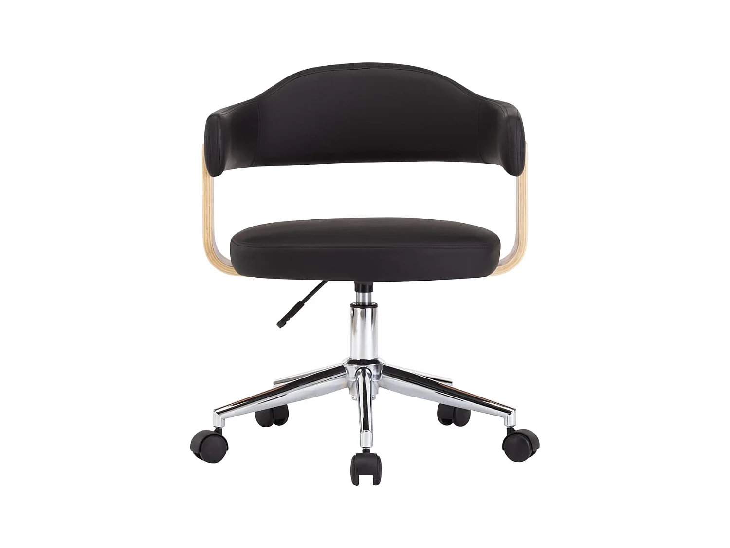 Chaise pivotante à manger Noir Bois courbé et similicuir