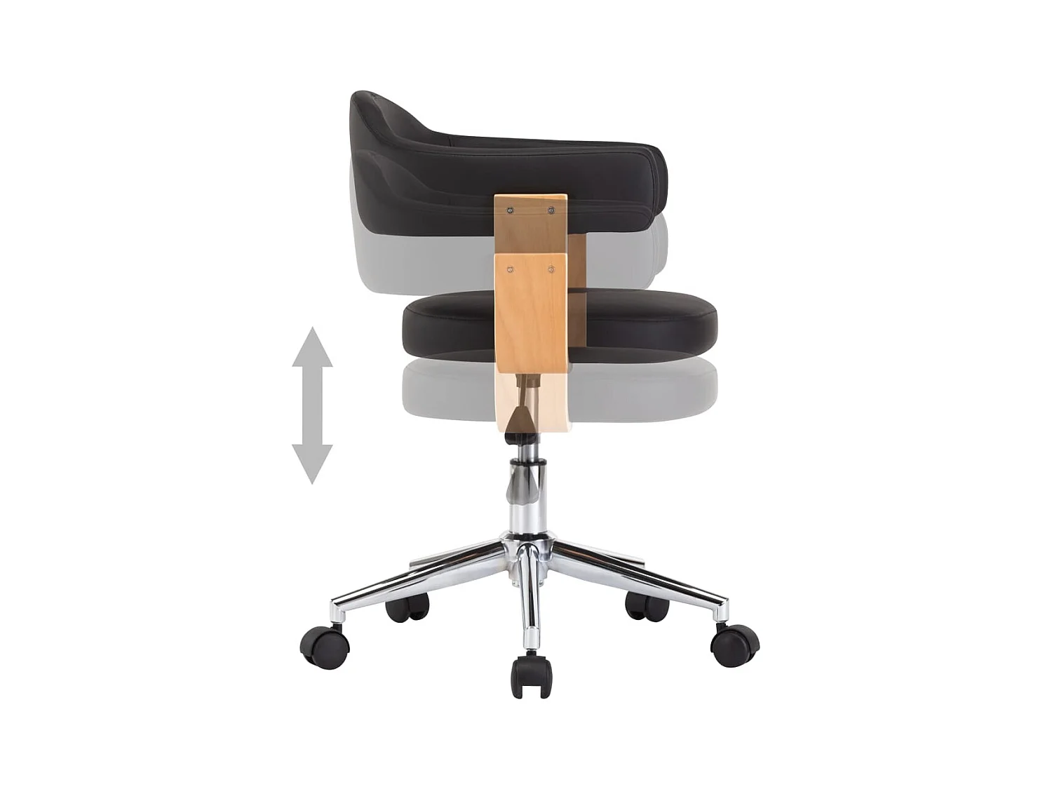 Chaise pivotante à manger Noir Bois courbé et similicuir