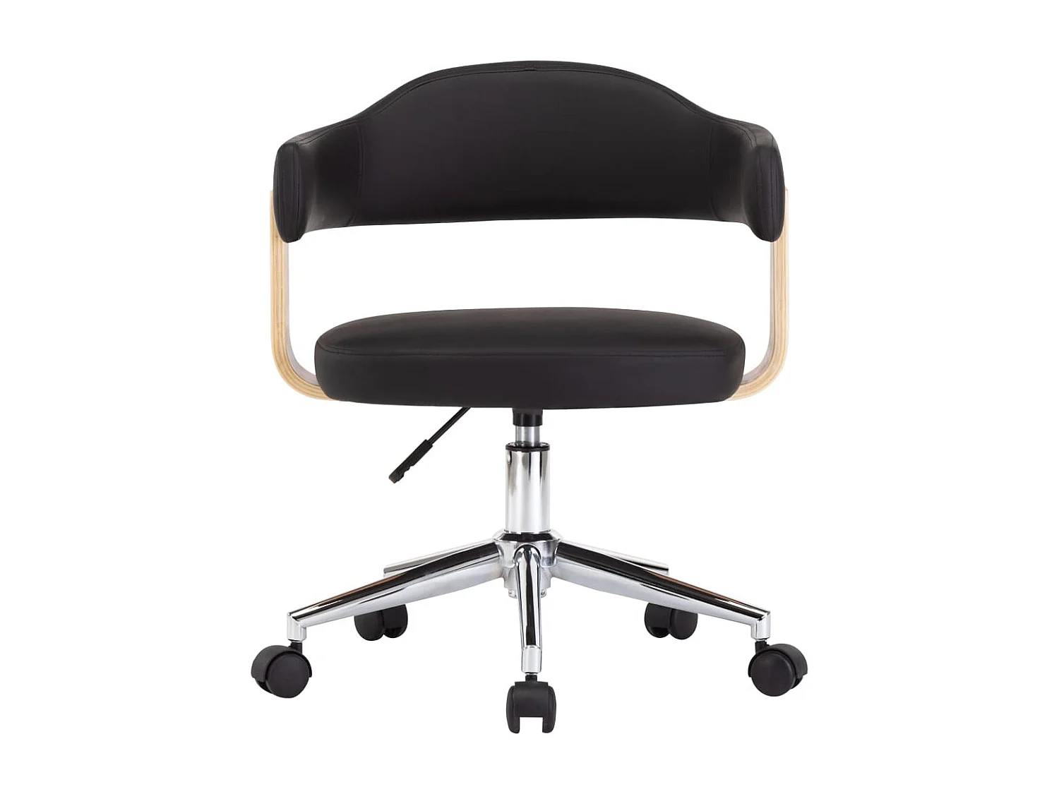 Chaise pivotante à manger Noir Bois courbé et similicuir