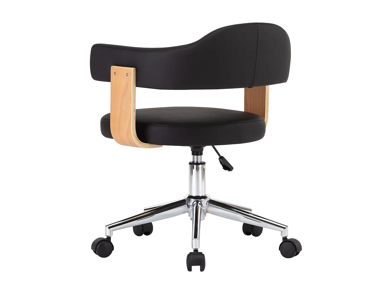 Chaise pivotante à manger Noir Bois courbé et similicuir