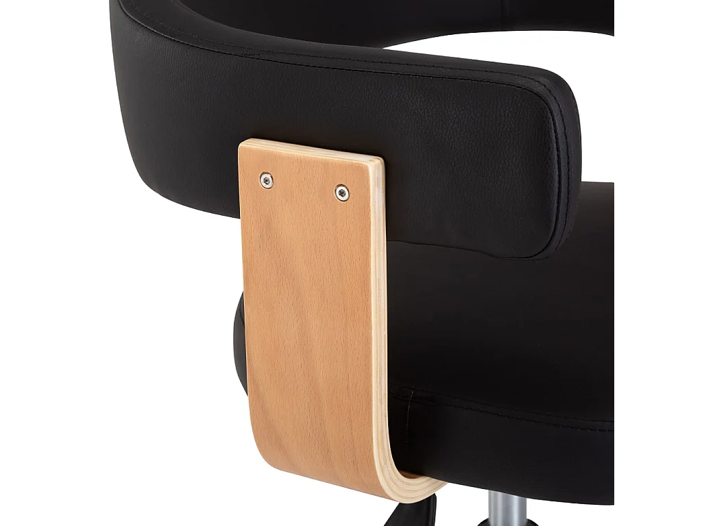 Chaise pivotante à manger Noir Bois courbé et similicuir