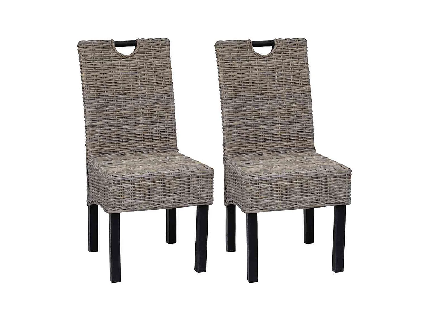 Chaises à manger lot de 2 rotin Kubu bois de manguier