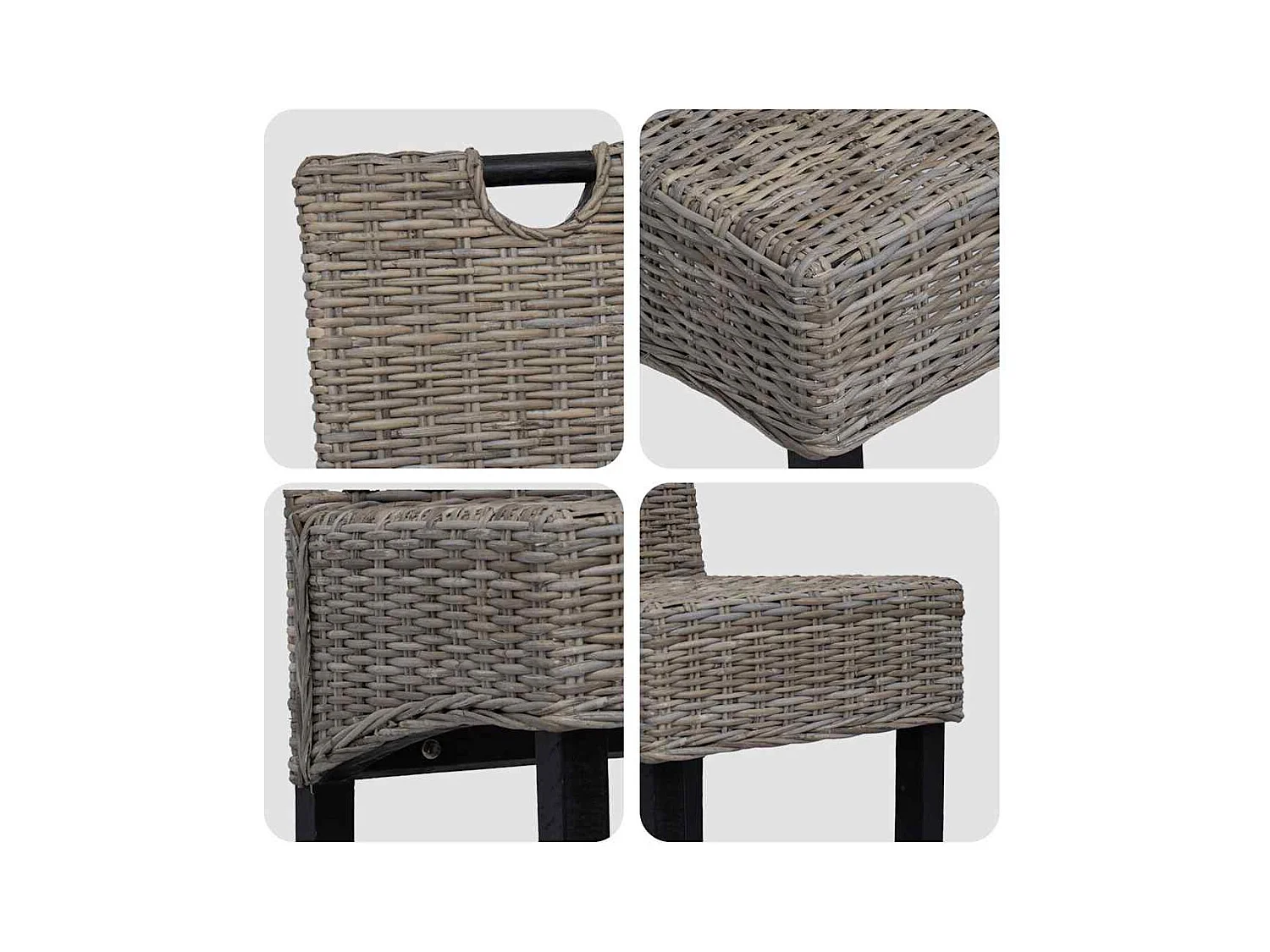 Chaises à manger lot de 2 rotin Kubu bois de manguier