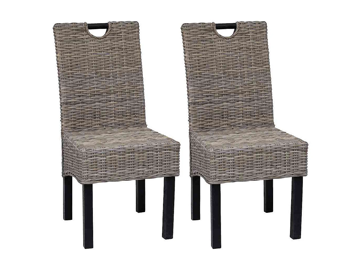 Chaises à manger lot de 2 rotin Kubu bois de manguier