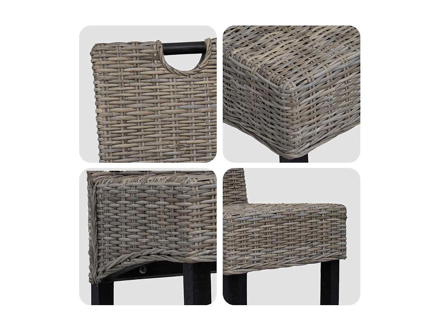 Chaises à manger lot de 2 rotin Kubu bois de manguier