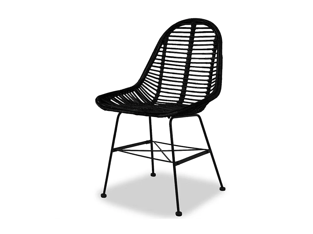 Eetkamerstoelen set van 2 zwart natuurlijk rotan