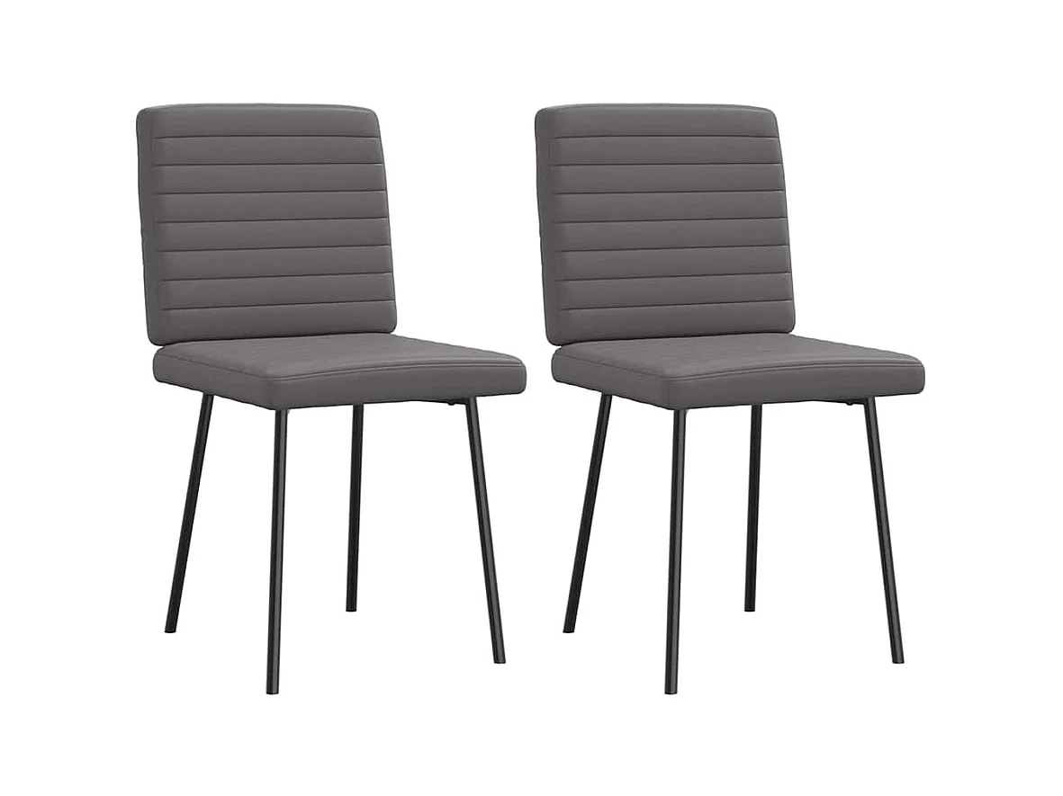 Eetkamerstoelen set van 2 grijs imitatieleer