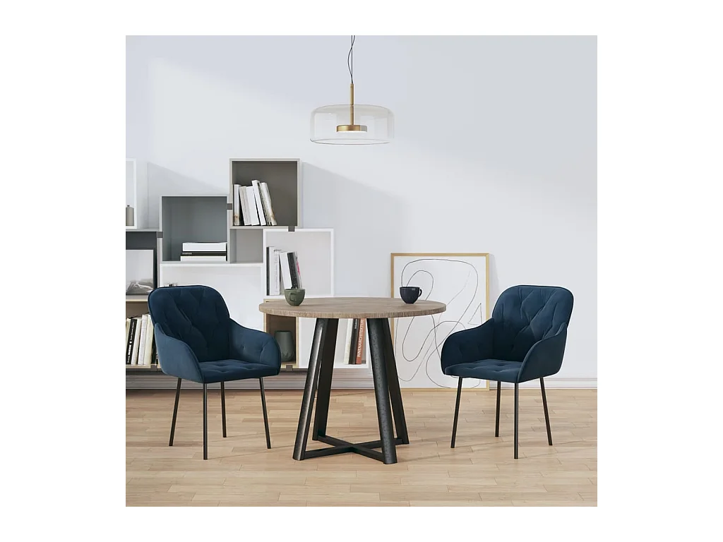 Chaises à manger lot de 2 Bleu Velours