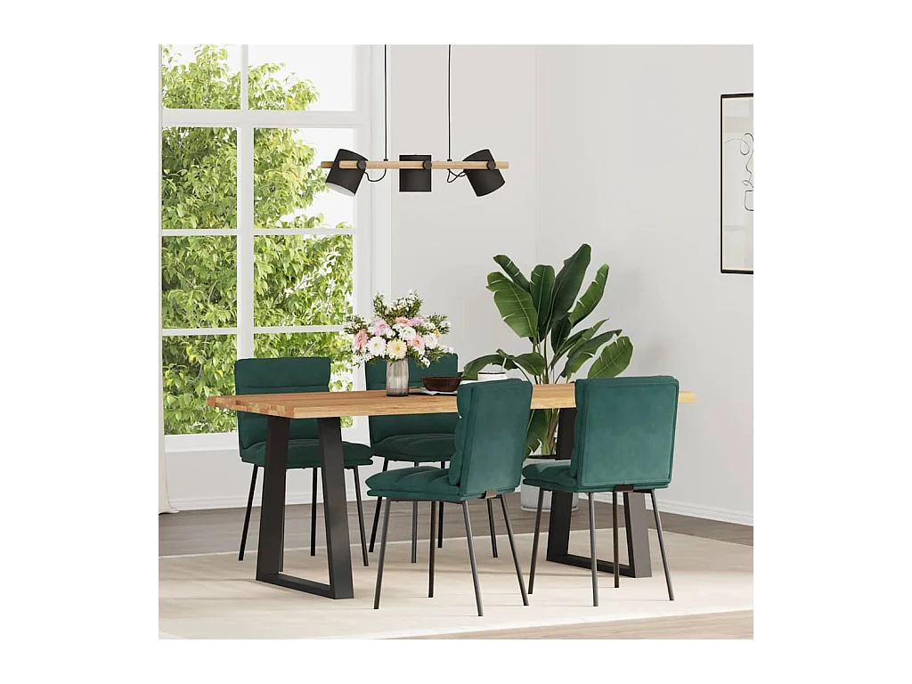 Eetkamerstoelen set van 4 Donkergroen Fluweel