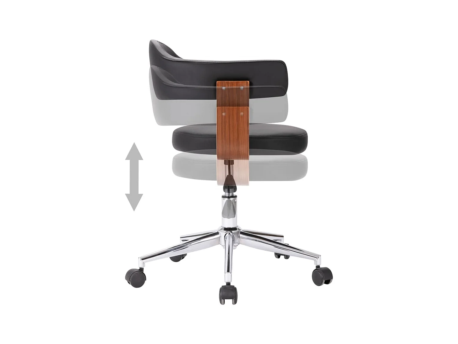 Chaise pivotante à manger Noir Bois courbé et similicuir