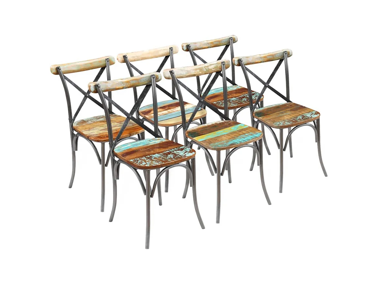Chaises à manger lot de 6 bois de récupération massif