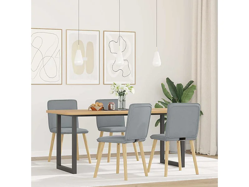 Eetkamerstoelen set van 4 lichtgrijze stof
