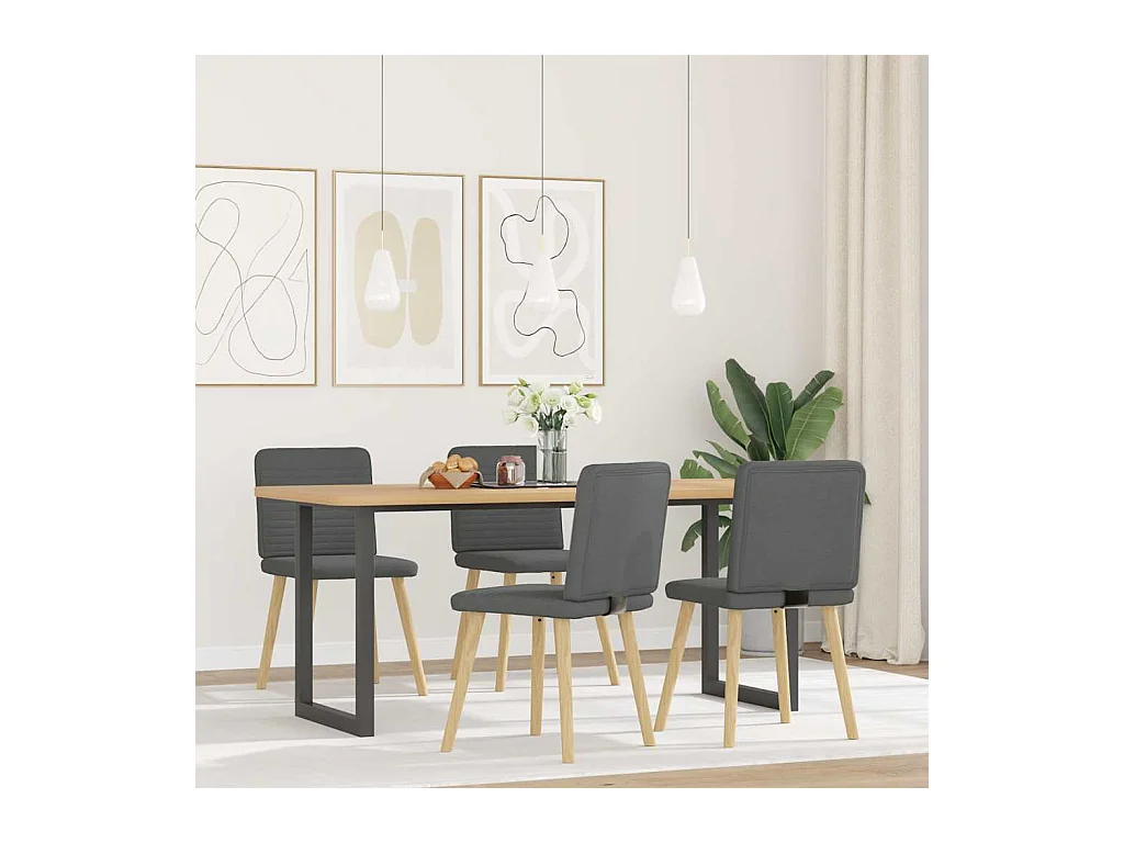Eetkamerstoelen set van 4 donkergrijze stof