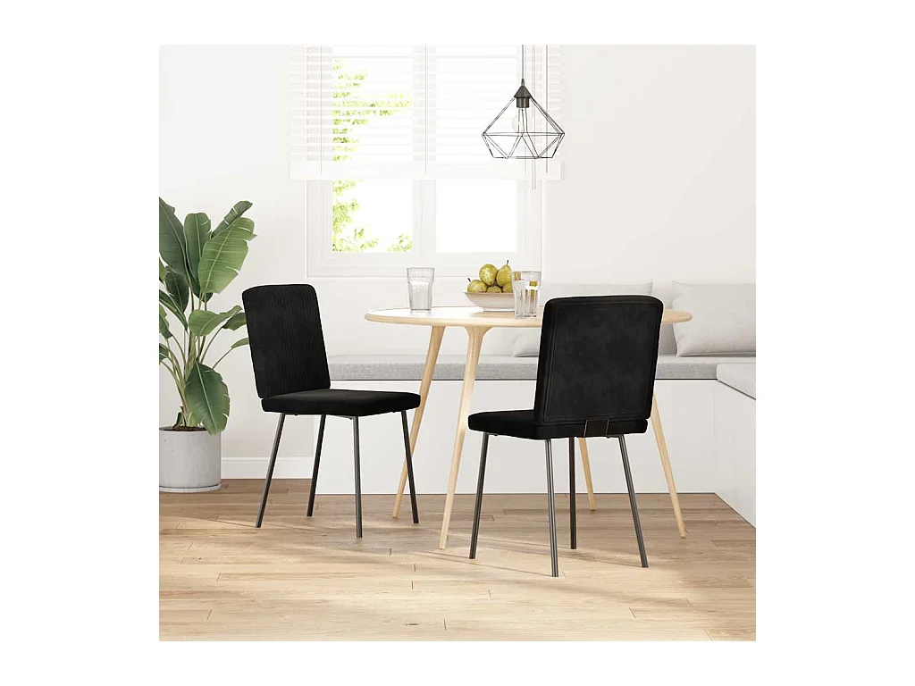Juego de 2 sillas de comedor de terciopelo negro