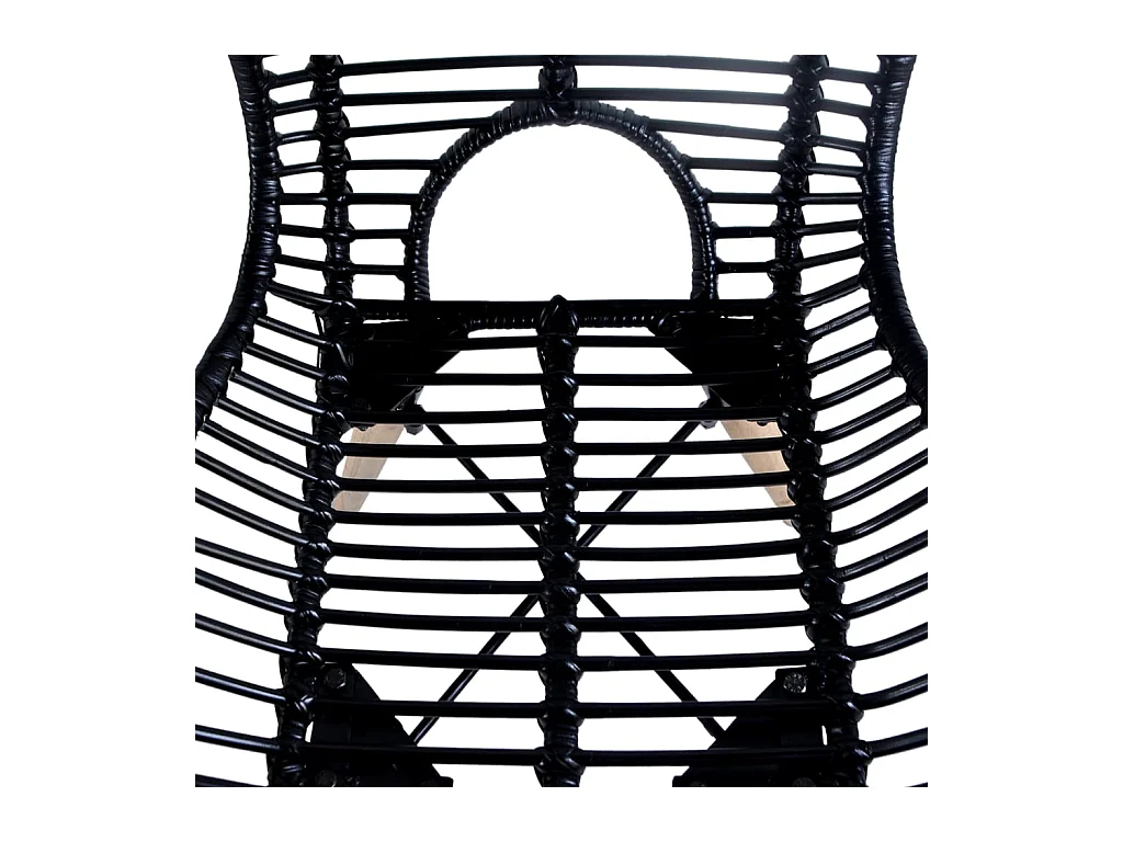 Chaises à manger lot de 4 noir rotin naturel