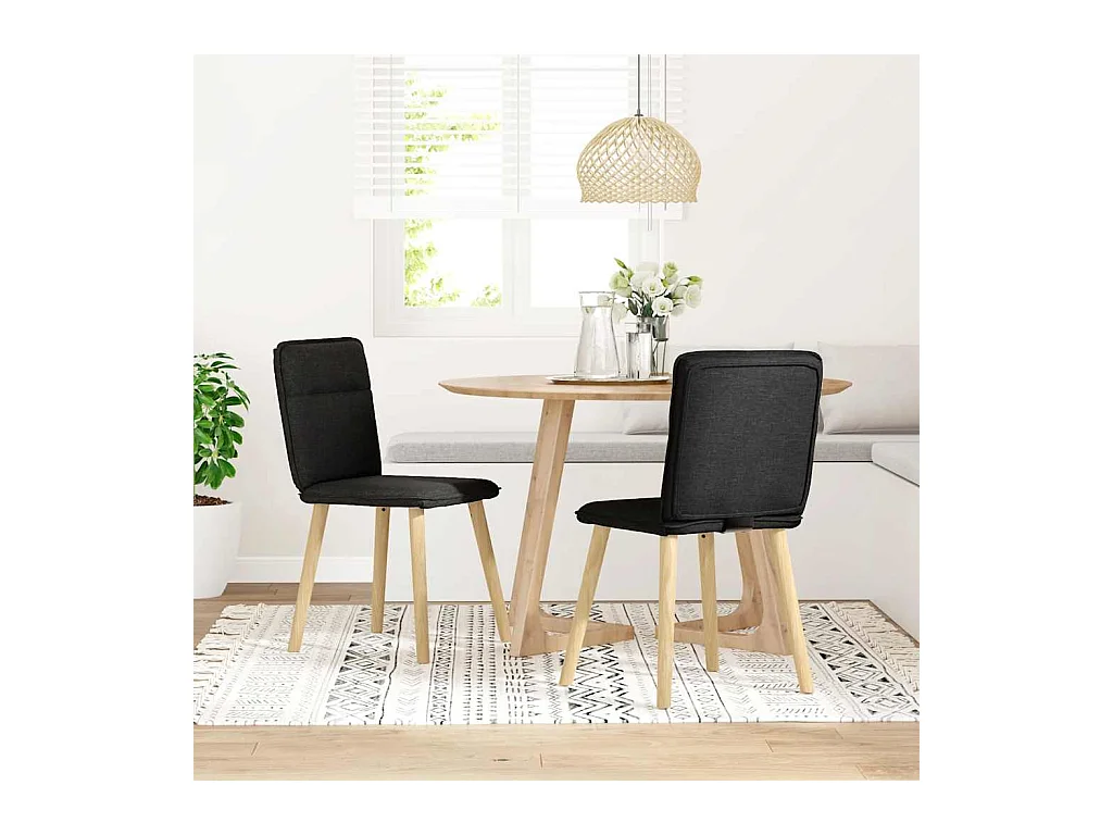 Chaises à manger lot de 2 noir tissu