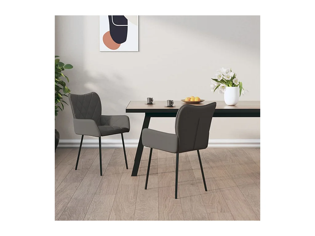 Set di 2 sedie da pranzo in tessuto grigio scuro