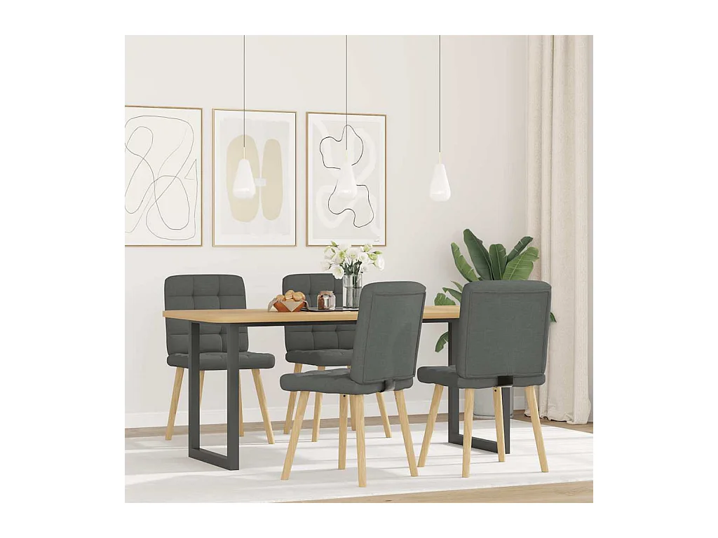 Eetkamerstoelen set van 4 donkergrijze stof