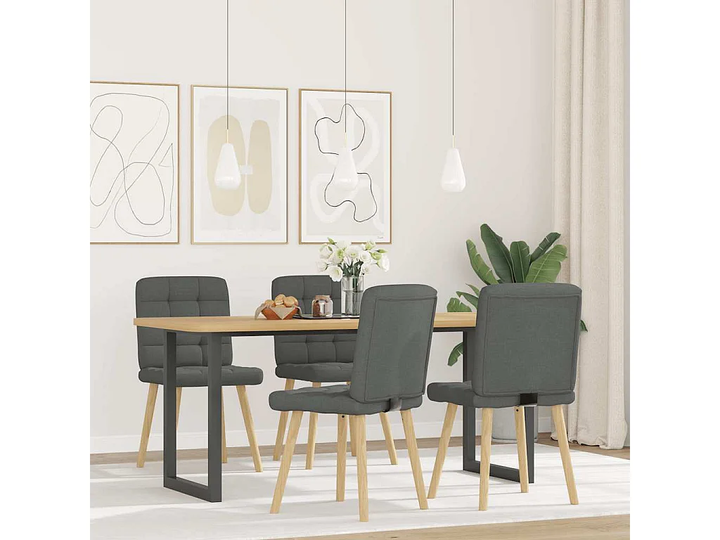 Chaises à manger lot de 4 gris foncé tissu