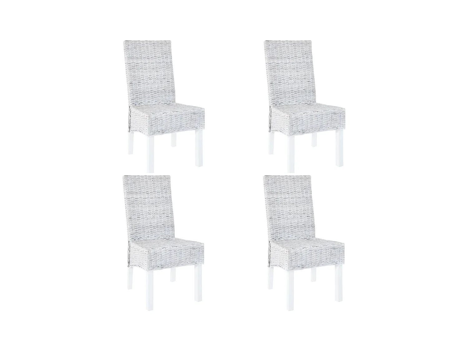Chaise à manger lot de 4 blanc rotin Kubu et bois de manguier