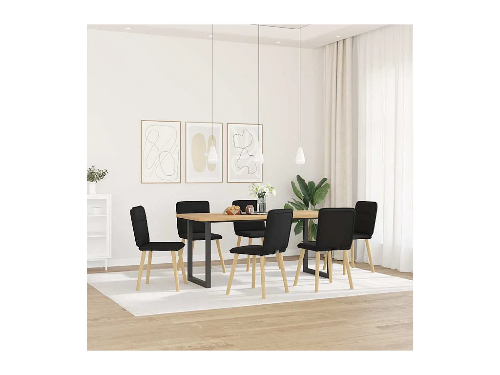Chaises à manger lot de 6 noir tissu