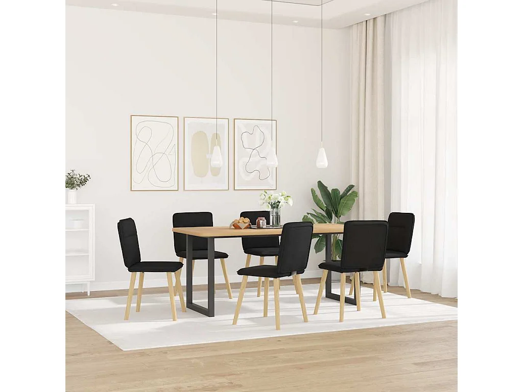 Set di 6 sedie da pranzo in tessuto nero