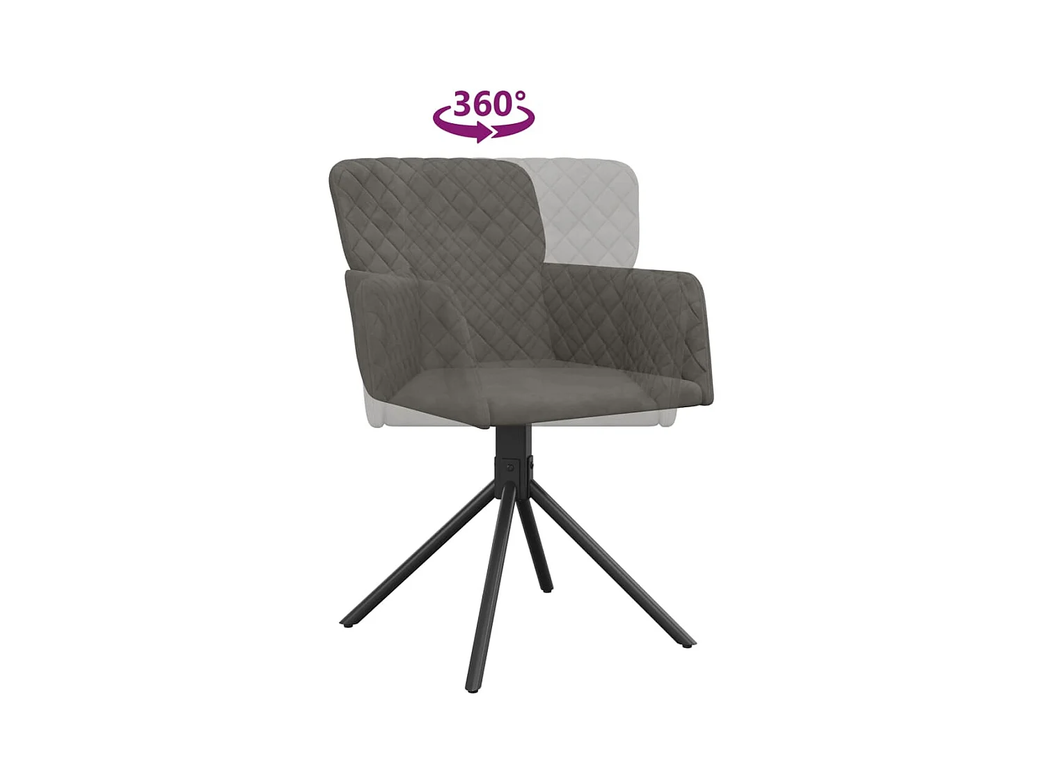 Juego de 2 sillas de comedor giratorias de terciopelo gris oscuro