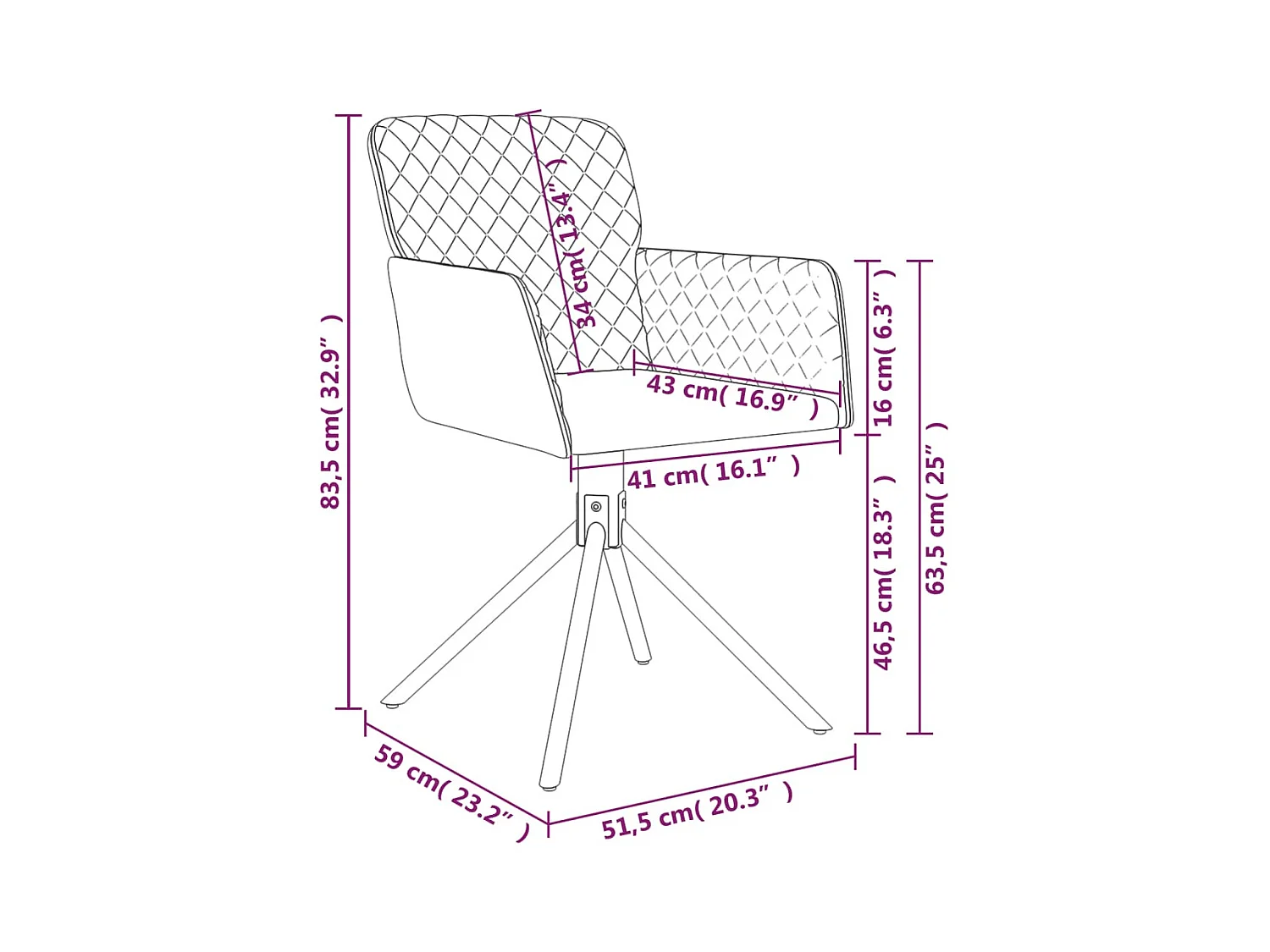 Juego de 2 sillas de comedor giratorias de terciopelo gris oscuro