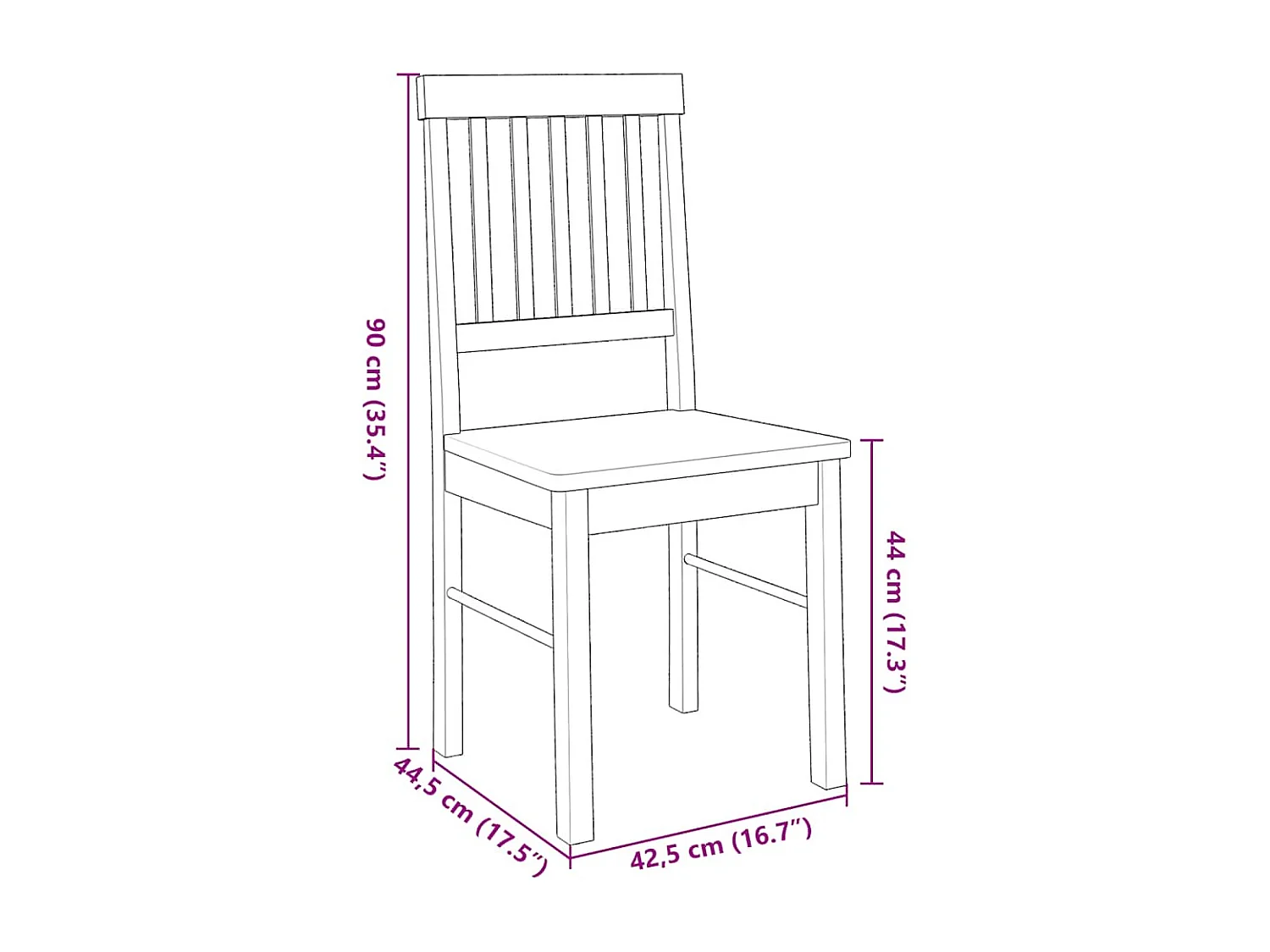 Chaises à manger 2 pcs bois massif caoutchouc