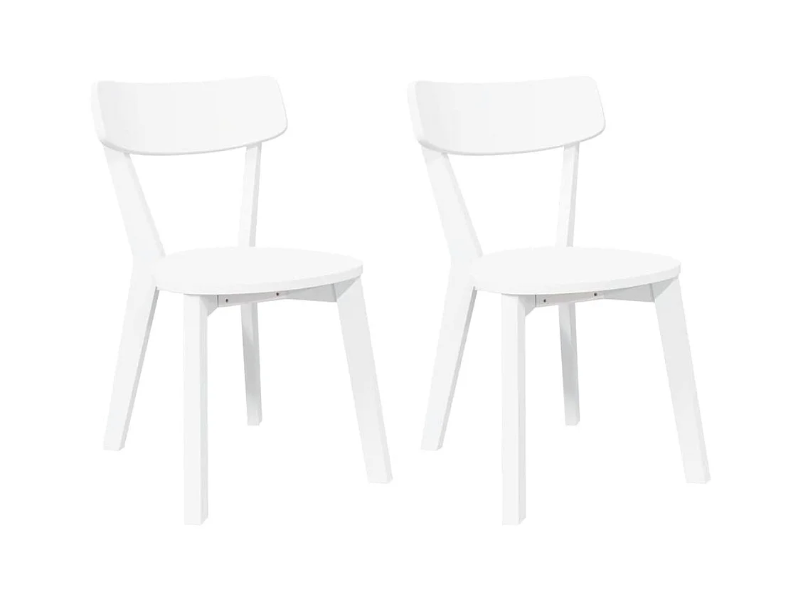 Chaises à manger 2 pcs blanc bois massif caoutchouc