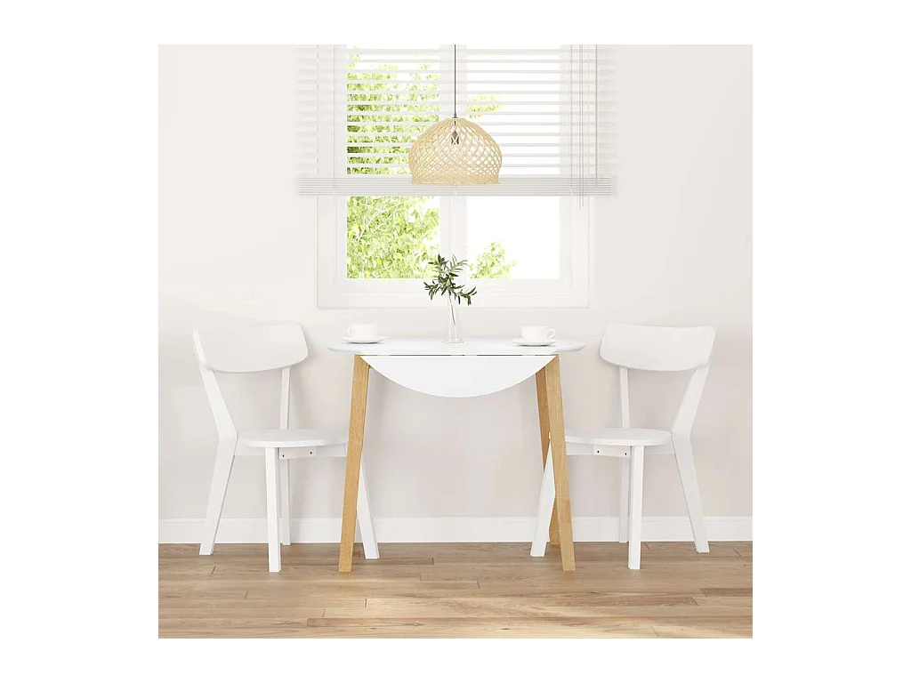 Chaises à manger 2 pcs blanc bois massif caoutchouc