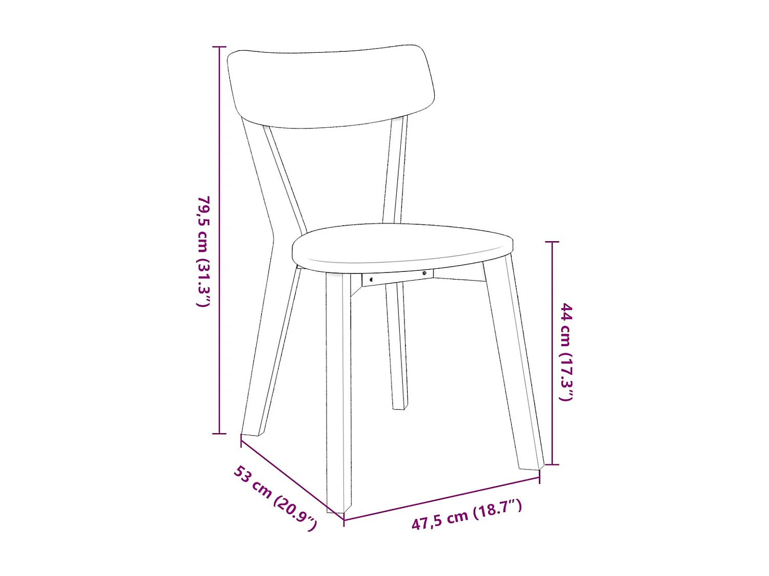 Chaises à manger 2 pcs blanc bois massif caoutchouc