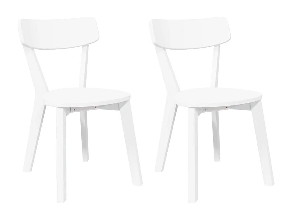 Chaises à manger 2 pcs blanc bois massif caoutchouc