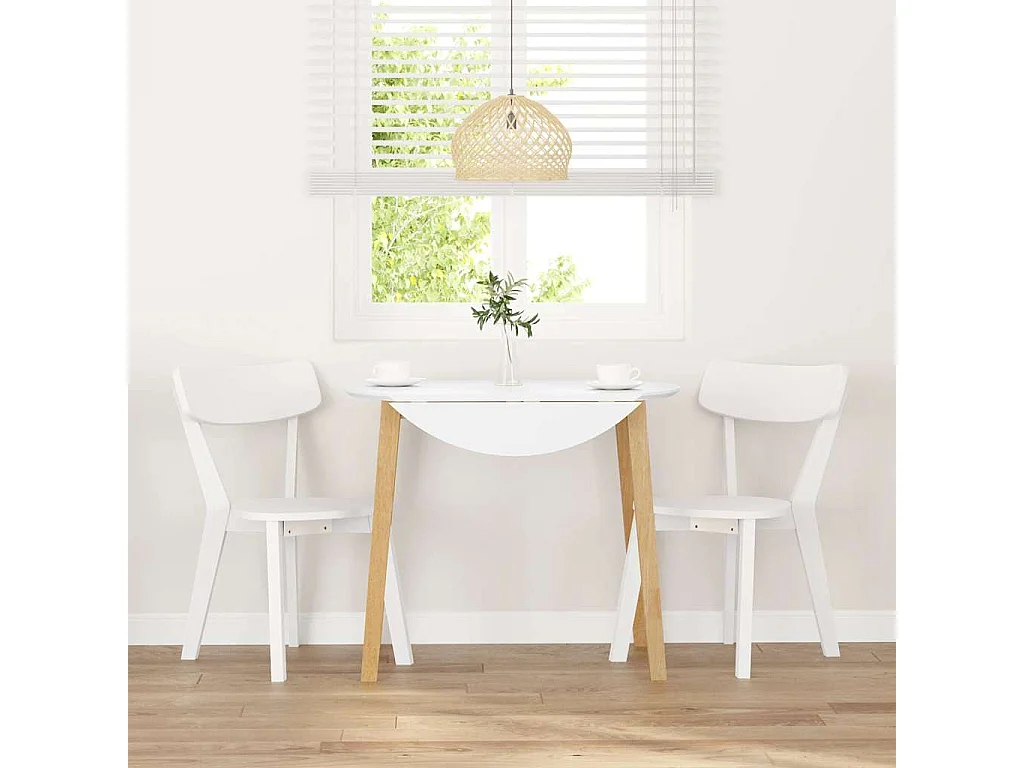 Chaises à manger 2 pcs blanc bois massif caoutchouc