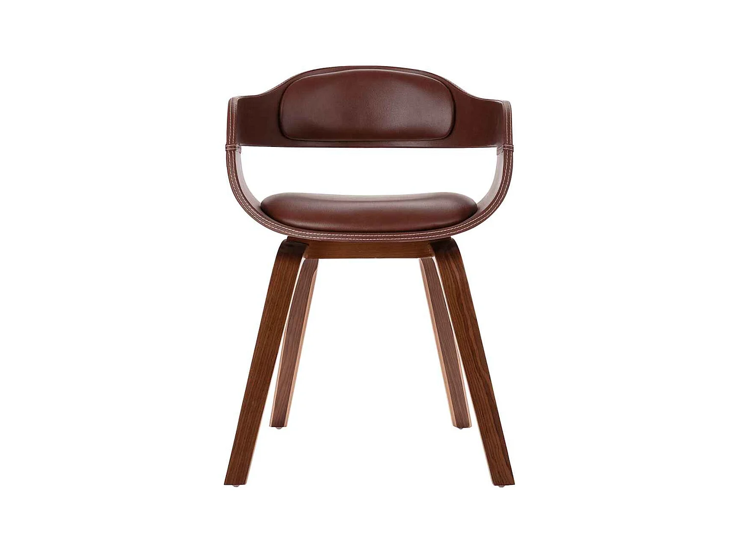 Chaise à manger Marron Bois courbé et similicuir